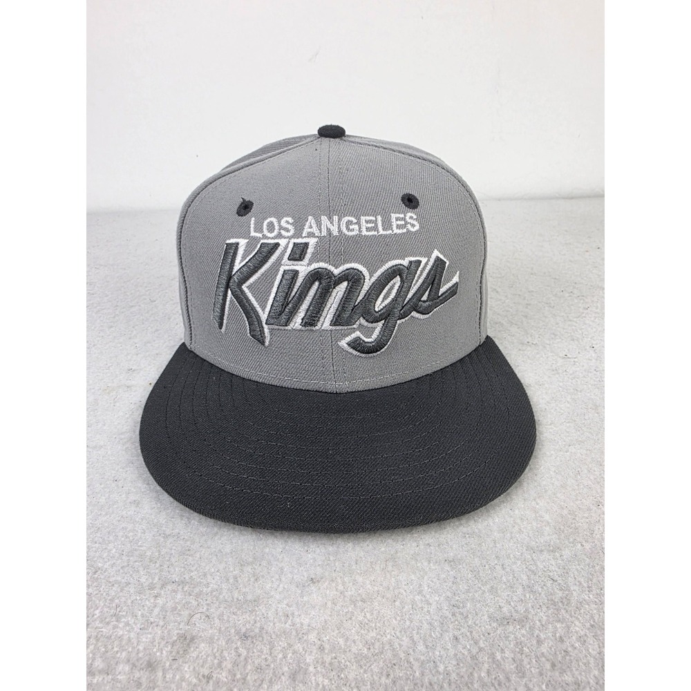 New Era Los Angeles Kings 59fifty Script Black Grey Fitted Hat Capโ Size 7 1/4